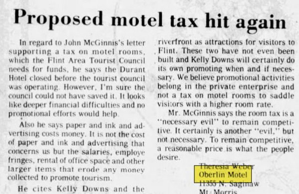 Oberlin Motel - Feb 09 1977 Article (newer photo)